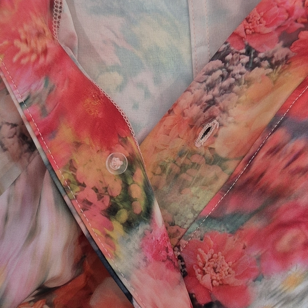 Athleta Multicolor Floral Print Romper - Coral, Yellow, Blue - Picture 8 of 14